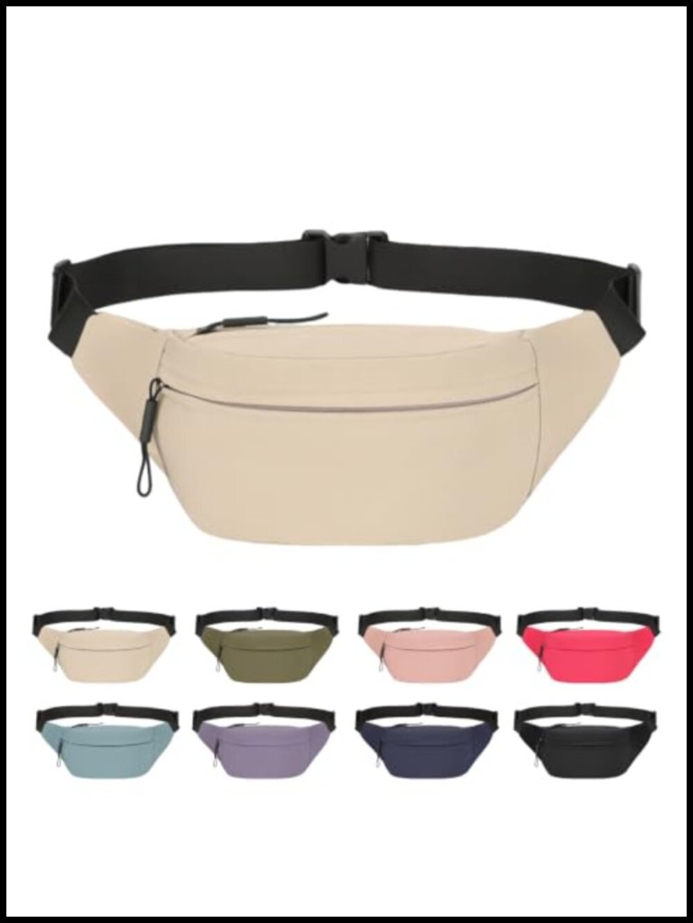 Water Resistant Nylon Fanny Pack Crossbody Belt Waist Bag 3 Pockets Running
